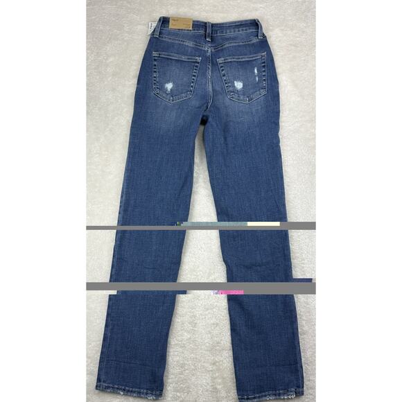 Maurices Edgely High Rise Relaxed Straight Jeans Sz 2 Distressed Stretch Denim - Picture 2 of 10